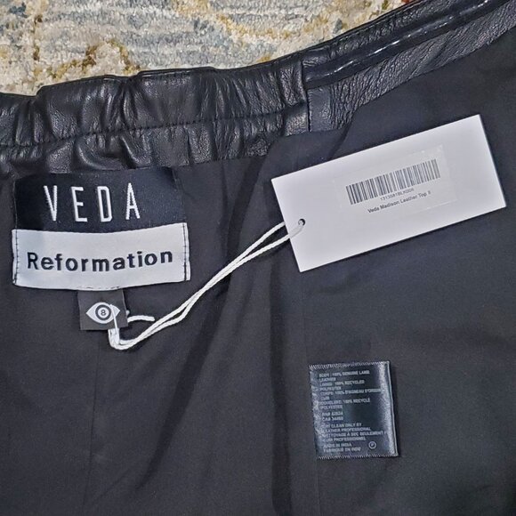 NWT Reformation X Veda Madison Leather Top, Size 8 - Picture 8 of 13